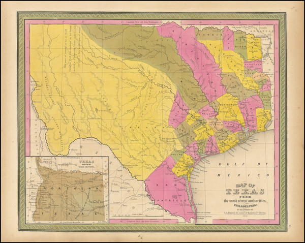 76-Texas Map By Samuel Augustus Mitchell