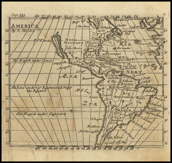 82-California as an Island and America Map By Robert Morden