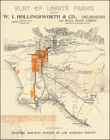 68-Los Angeles Map By W.I. Hollingsworth & Co.