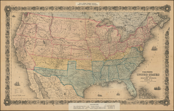 66-United States Map By Joseph Hutchins Colton