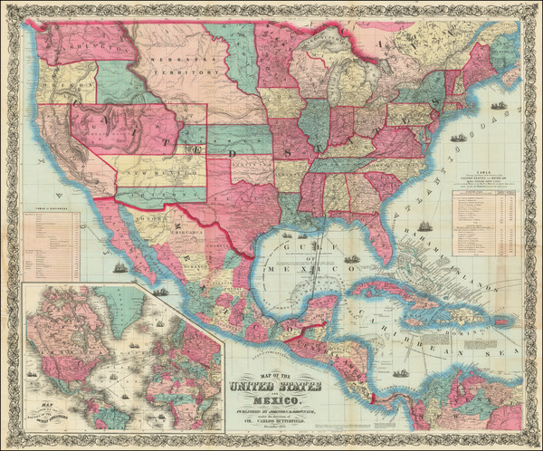 54-United States Map By Alvin Jewett Johnson  &  Ross C. Browning