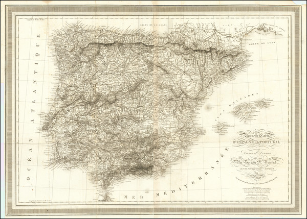 33-Spain and Portugal Map By Jean Baptiste Genevieve Marcellin Bory de Saint-Vincent