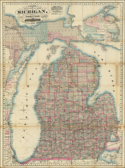 20-Michigan Map By George F. Cram