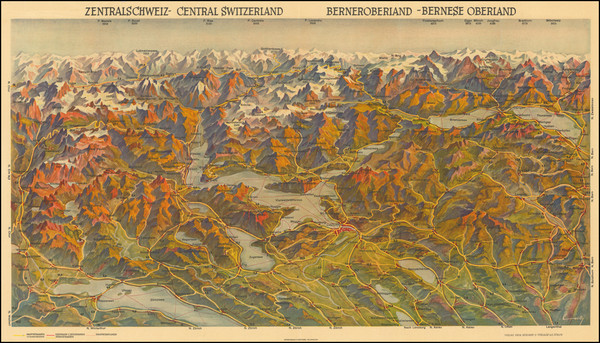 44-Switzerland Map By Erva, Reklame & Verlag