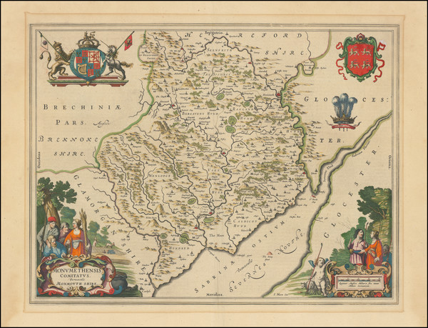 35-British Counties and Wales Map By Johannes Blaeu