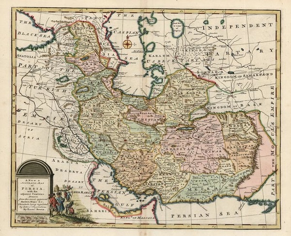 9-Asia, Central Asia & Caucasus and Middle East Map By Emanuel Bowen