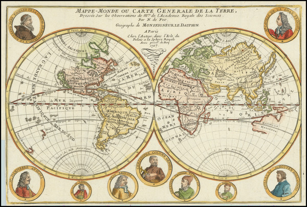 91-World and California as an Island Map By Nicolas de Fer