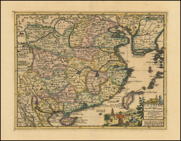 26-China and Korea Map By Pieter van der Aa