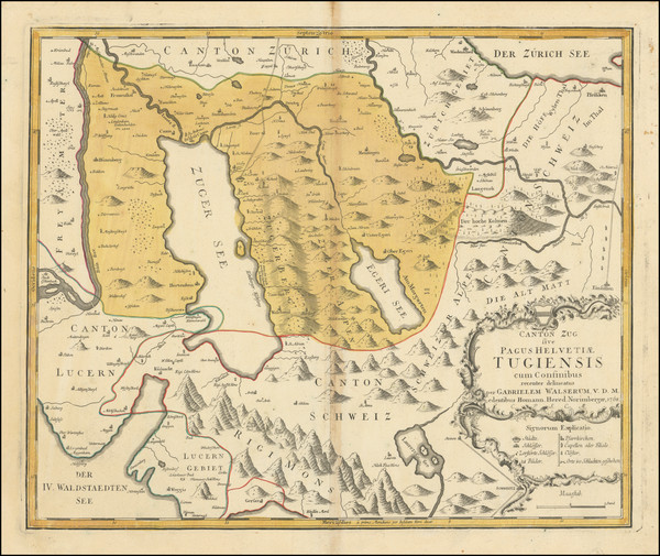 45-Switzerland Map By Gabriel Walser / Homann Heirs