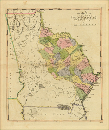 32-Georgia Map By Mathew Carey