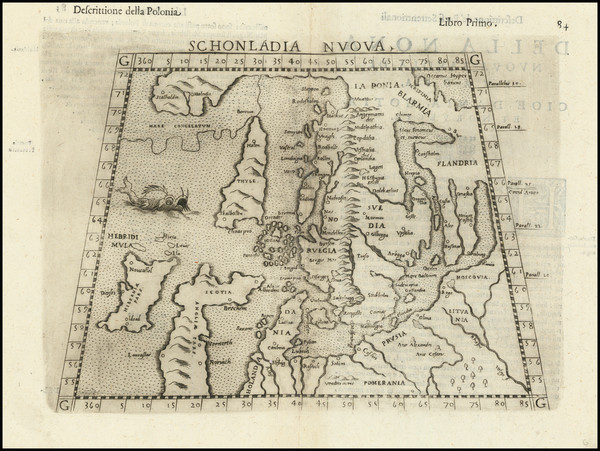 84-Baltic Countries and Scandinavia Map By Girolamo Ruscelli