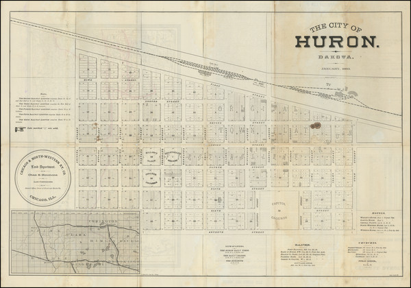 48-South Dakota Map By Chicago & Northwestern Railway