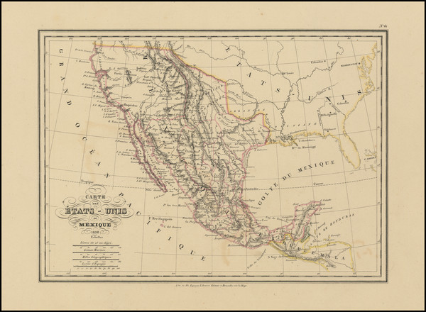 17-Texas, Southwest, Rocky Mountains, Mexico and California Map By Th. Lejeune