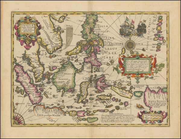 78-Southeast Asia, Philippines and Indonesia Map By Jodocus Hondius