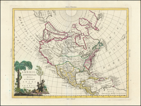 76-Polar Maps, Alaska and North America Map By Antonio Zatta