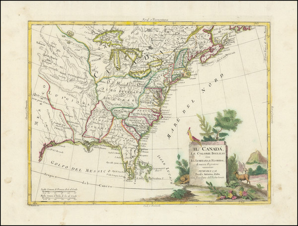 81-United States and American Revolution Map By Antonio Zatta