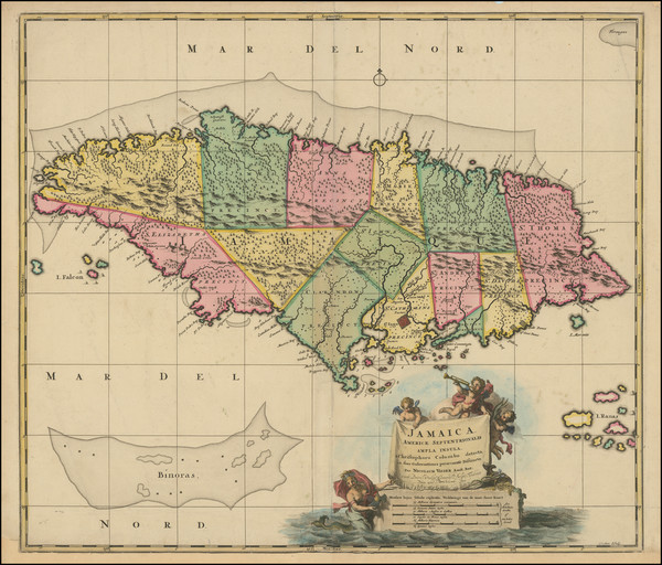 93-Jamaica Map By Nicolaes Visscher I