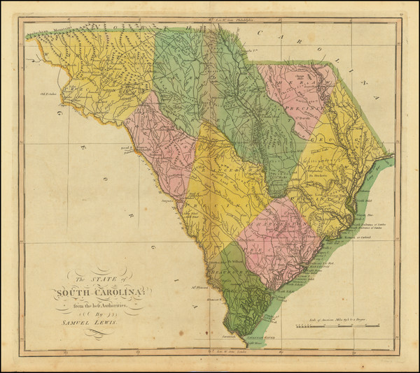 11-South Carolina Map By Mathew Carey