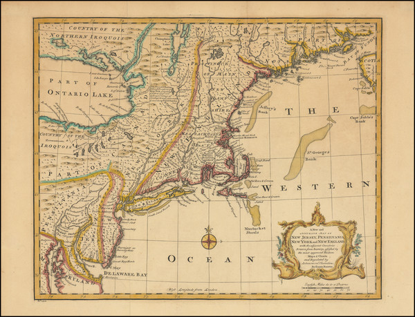 14-New England, New York State and Mid-Atlantic Map By Emanuel Bowen