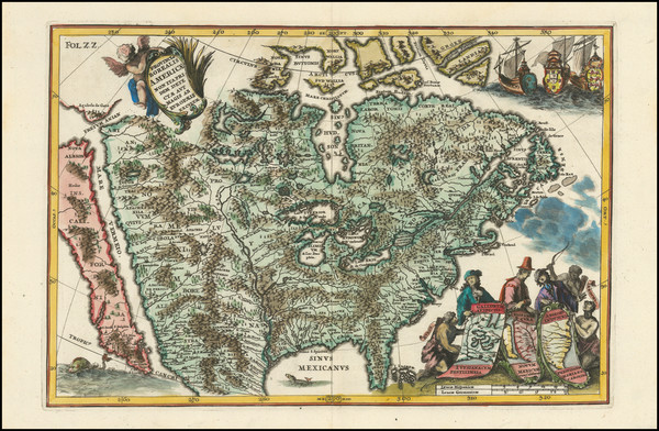 49-North America and California as an Island Map By Heinrich Scherer