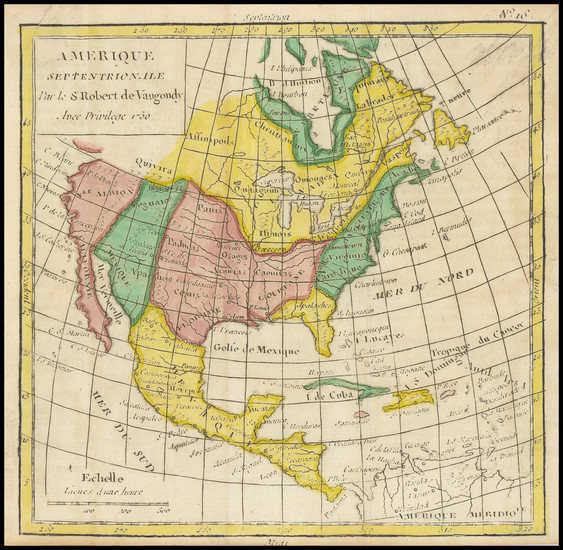 44-North America Map By Gilles Robert de Vaugondy