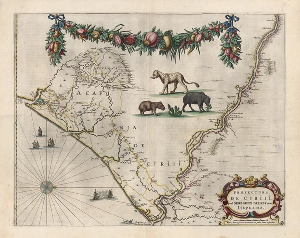 34-South America and Brazil Map By Willem Janszoon Blaeu