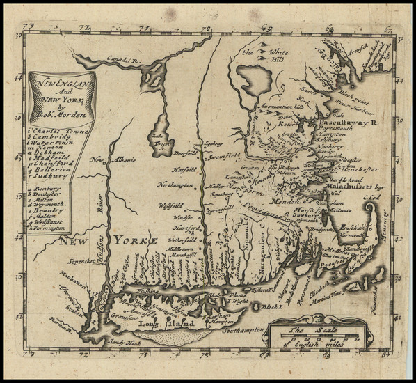 52-New England, Massachusetts, New Hampshire, Vermont and New York State Map By Robert Morden