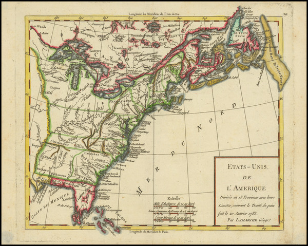 16-United States Map By Charles Francois Delamarche