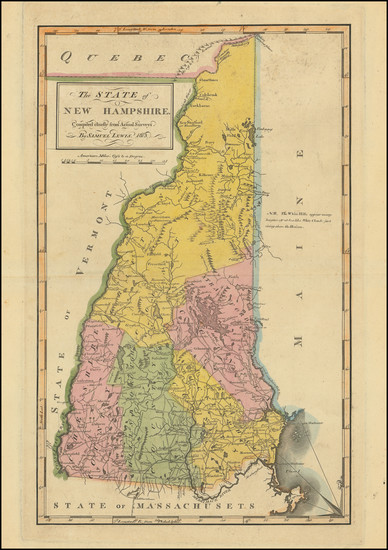 56-New Hampshire Map By Mathew Carey