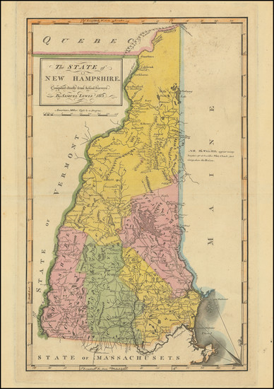 53-New Hampshire Map By Mathew Carey