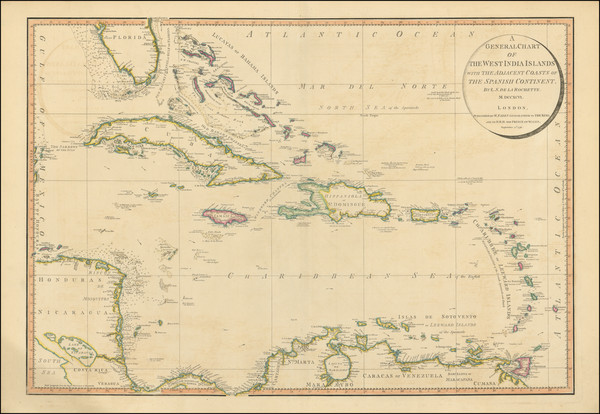 14-Florida, Caribbean and Central America Map By William Faden