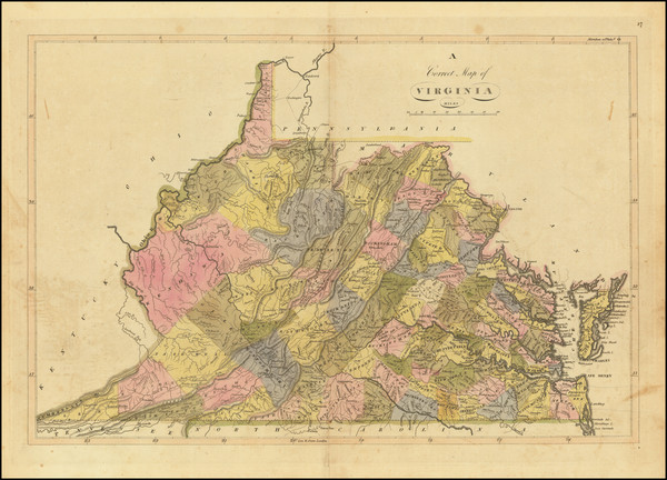 50-West Virginia and Virginia Map By Mathew Carey