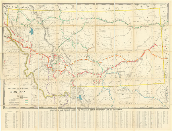 2-Montana Map By Rand McNally & Company / Montana Railroad Commission
