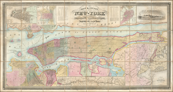 39-New York City Map By Joseph Hutchins Colton