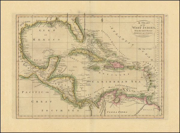 37-Caribbean Map By Mathew Carey