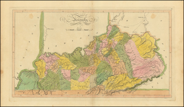 96-Kentucky Map By Mathew Carey