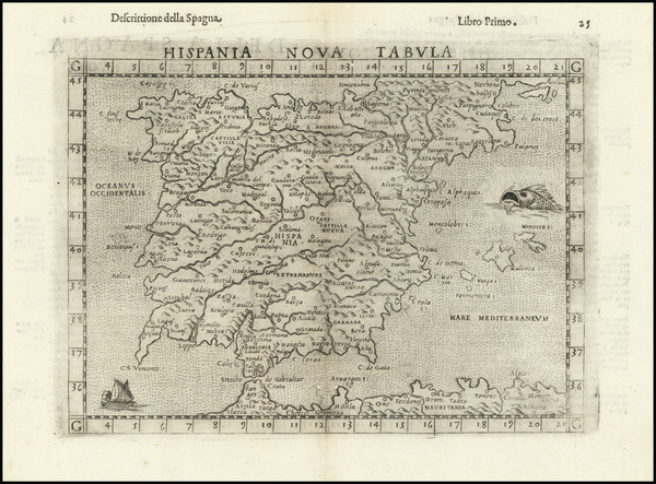 100-Spain and Portugal Map By Girolamo Ruscelli