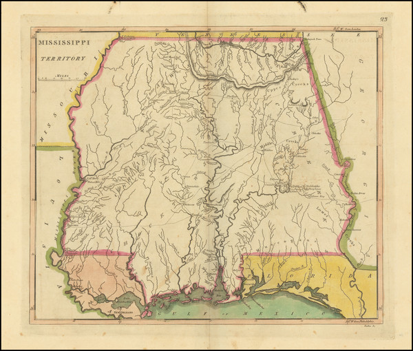 13-South, Alabama and Mississippi Map By Mathew Carey