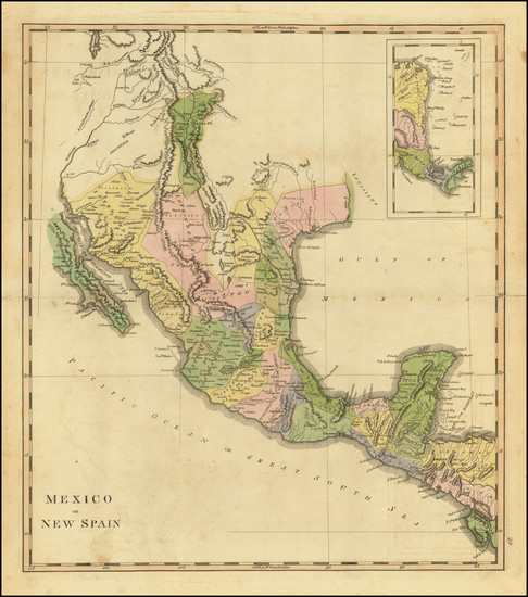 44-Texas, Southwest, Rocky Mountains and Mexico Map By Mathew Carey