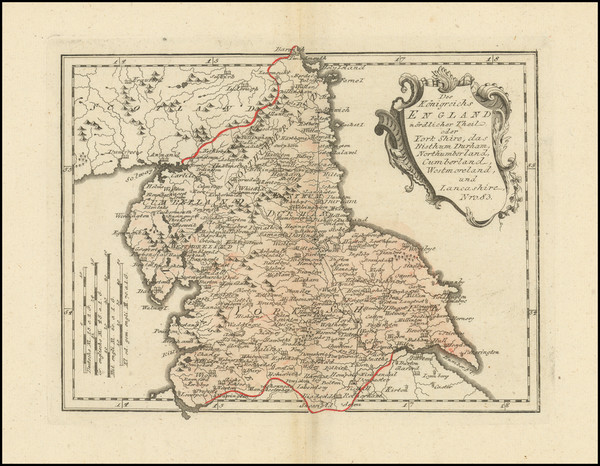 52-England and British Counties Map By Franz Johann Joseph von Reilly