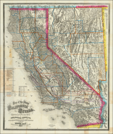91-Nevada and California Map By Warren Holt / Charles Drayton Gibbes