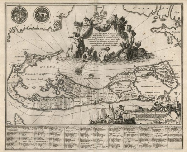 38-World, Atlantic Ocean and Caribbean Map By John Ogilby