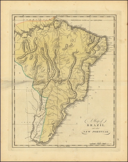 68-Brazil Map By Mathew Carey