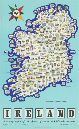 67-Ireland, Pictorial Maps and Travel Posters Map By Irish Tourist Board