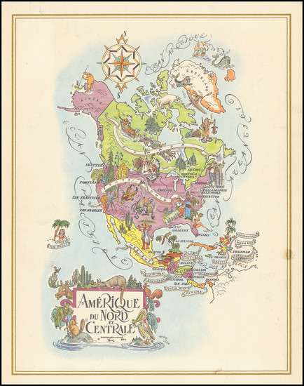 3-North America Map By Pan American World Airways / Jacques  Liozu