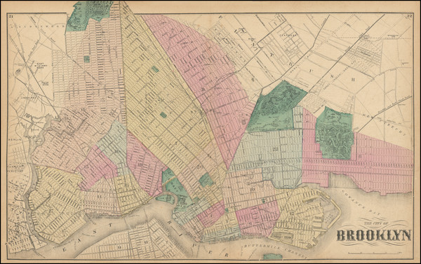 32-New York City and New York State Map By F. W. Beers