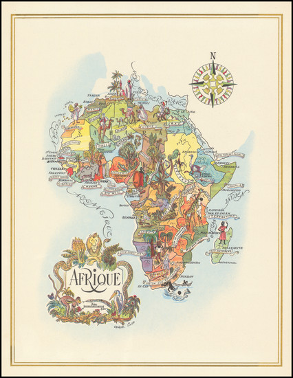 68-Africa Map By Jacques  Liozu / Pan American World Airways