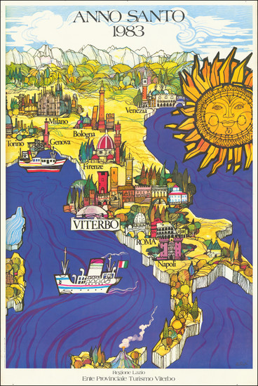 56-Italy and Pictorial Maps Map By Ente Provinciale Turismo Viterbo