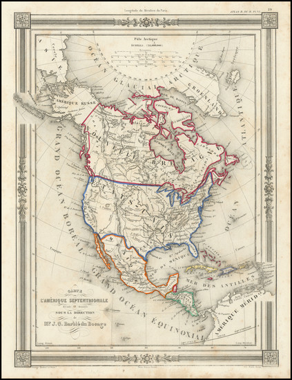 54-North America Map By J.G. Barbie du Bocage