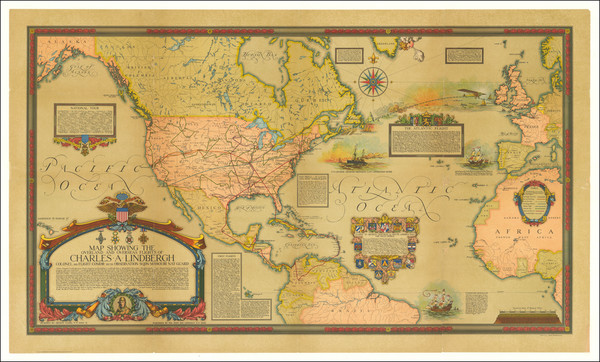 84-Atlantic Ocean, United States, North America and Pictorial Maps Map By Ernest Clegg